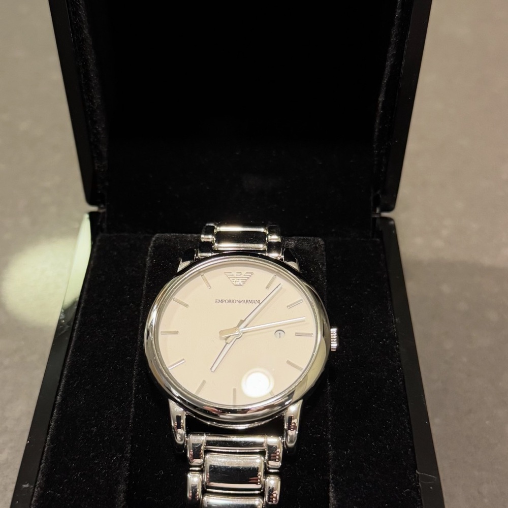 Emporio Armani Classic Silver and White Men's Watch